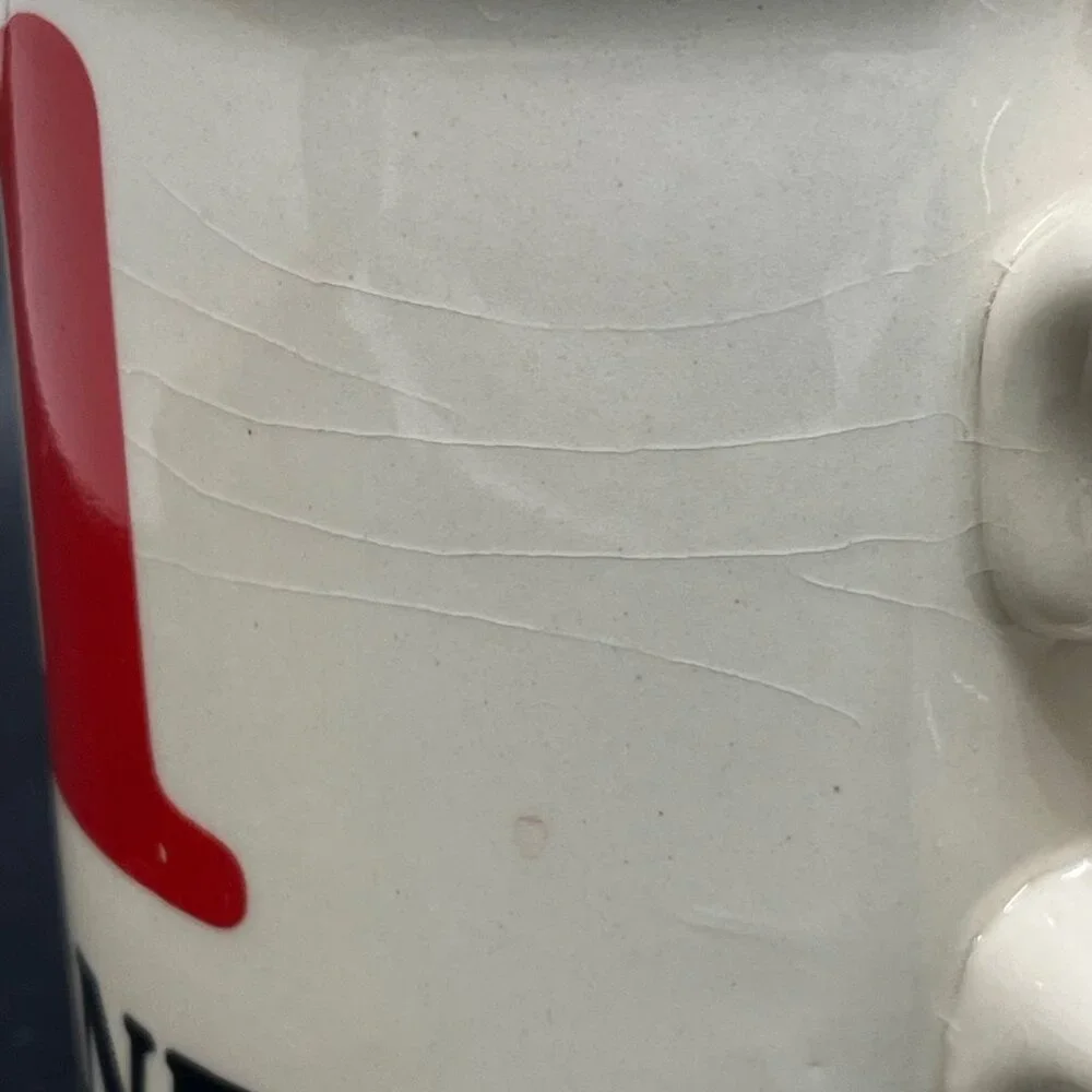 #1 Grandma Coffee‎ Mug Red Black White Ceramic Vintage Made In England *Crazing